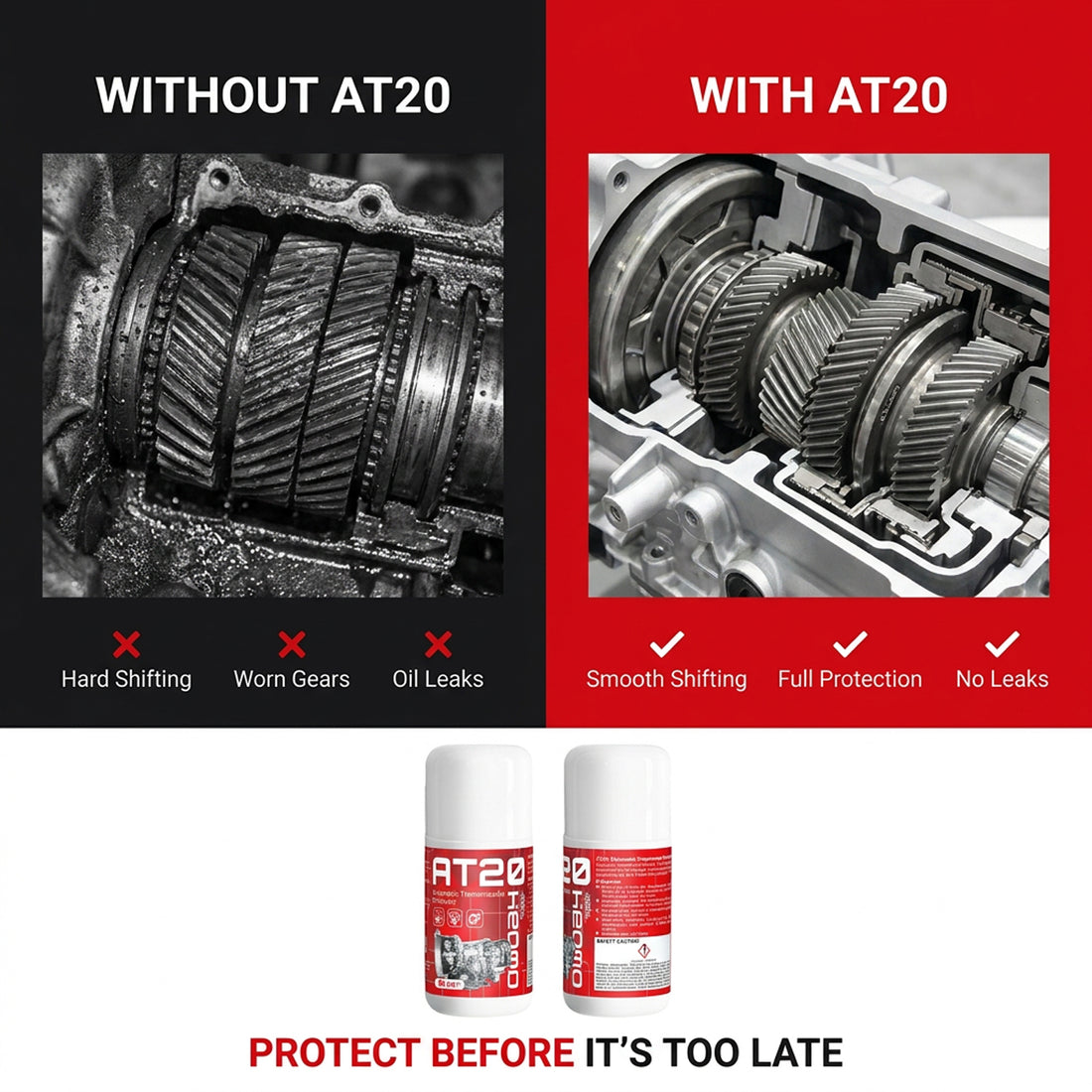 RZ AT20 Automatic Transmission Protector - Smoother Gear Shifting, Prevents Internal Wear & Protects Seals (60ml)
