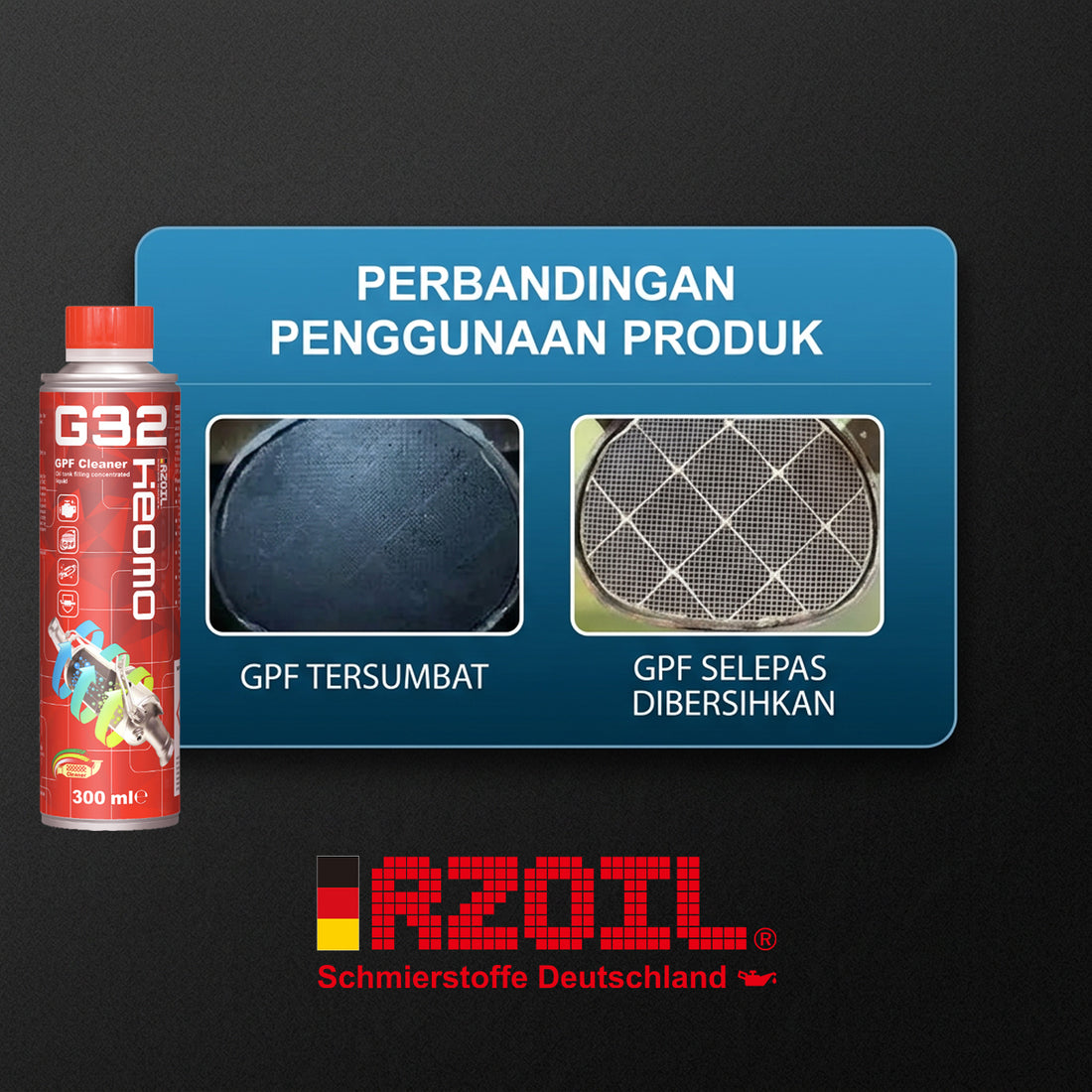RZOIL G32 GPF Cleaner - Concentrated Gasoline Particulate Filter Fluid Additive (300ml)